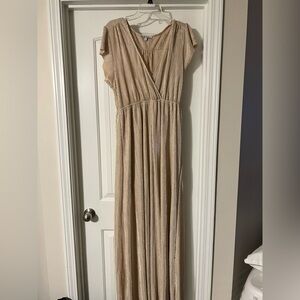 Satin full length short sleeve  dress size lg